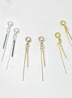 18k金色小方柱流苏滴溜扣简约水晶手串diy配饰翡翠串珠项链挂坠扣