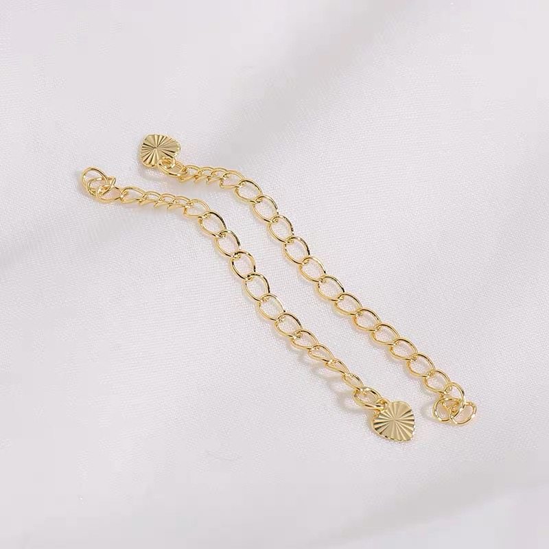 14K包金爱心尾链调节延长链条diy手工制作手链项链配件材料