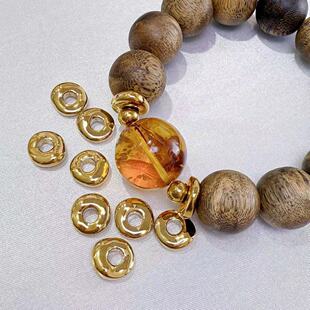 18K金色面包圈波浪不规则隔片巴洛克镂空隔珠