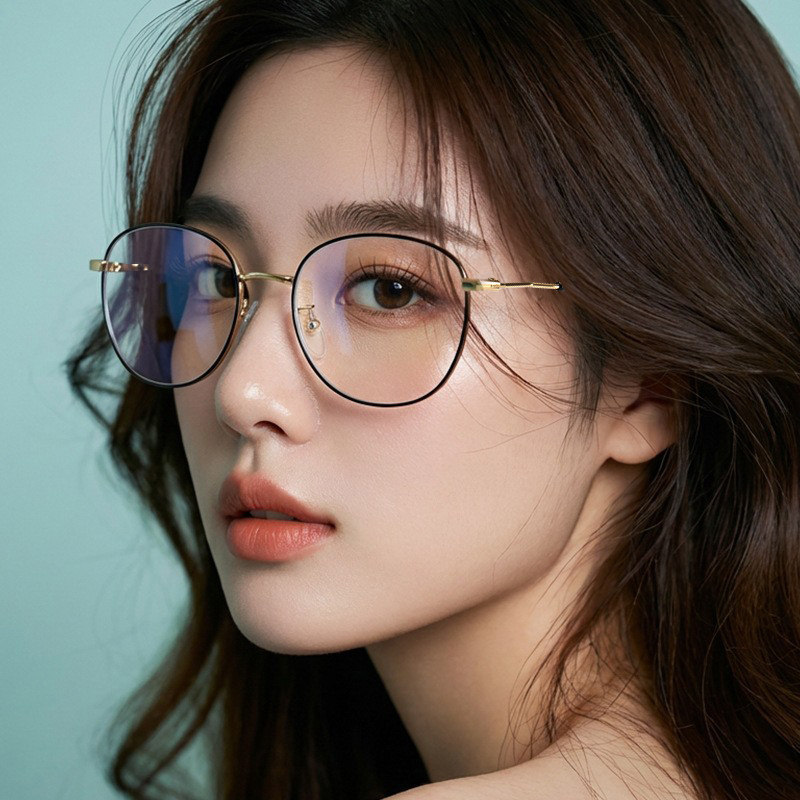 防蓝光眼镜男女手机防辐射平光镜时尚文艺金属框网红成品近视眼镜