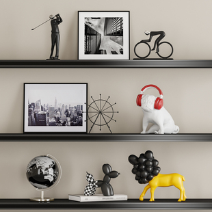 现代简约客厅电视柜摆件样板房领导办公室书房开放格壁龛几何软装