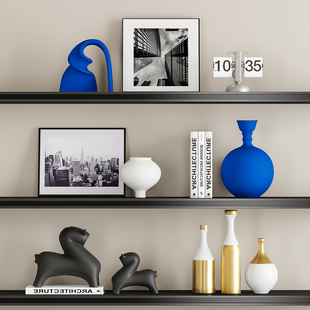 现代轻奢客厅开放格摆件高级感样板房酒柜壁龛设计师软装陈列装饰