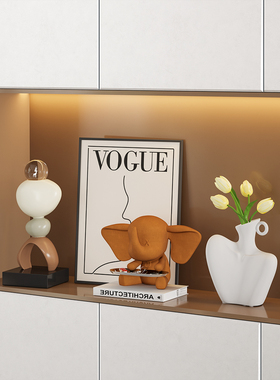 轻奢高档客厅入户鞋柜玄关摆件家居钥匙收纳小飞象托盘装饰高级感