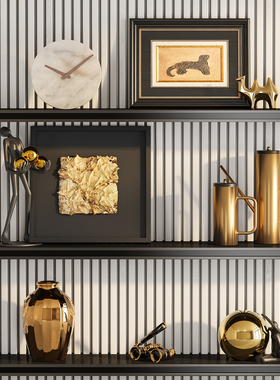 意式轻奢金色系列电视柜摆件别墅样板房酒柜开放格壁龛高级感软装