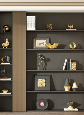 意式高级感黑金大平层客厅电视柜壁龛摆件领导办公室小众软装饰品