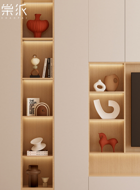 现代简约客厅电视柜高级感摆件样板房酒柜壁龛开放格小众艺术软装