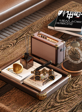 现代轻奢样板房桌面托盘创意软装组合客厅书房办公室高级感装饰品
