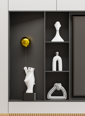 现代简约客厅电视柜摆件样板房白色系酒柜开放格壁龛小众软装饰品