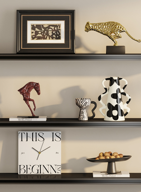 老钱风意式高级感客厅电视柜开放格摆件样板房办公室书柜壁龛软装