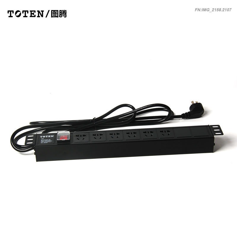正品图腾/TOTEN 6位五孔PDU机柜电源插座排插电源分配器横装 10A输入10A输出322006211