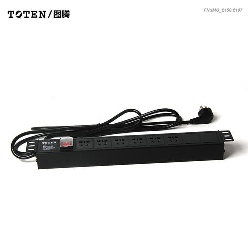 正品图腾/TOTEN 6位五孔PDU机柜电源插座排插电源分配器横装 10A输入10A输出322006211