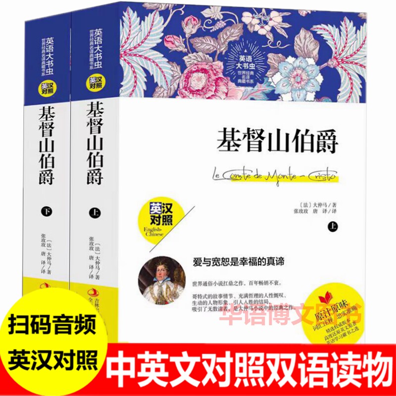 英语大书虫世界经典名译典藏书系 基督山伯爵上下册英汉对照 中英文双语名著英文原版 中文版+英文版 读名著学英语 正版包邮