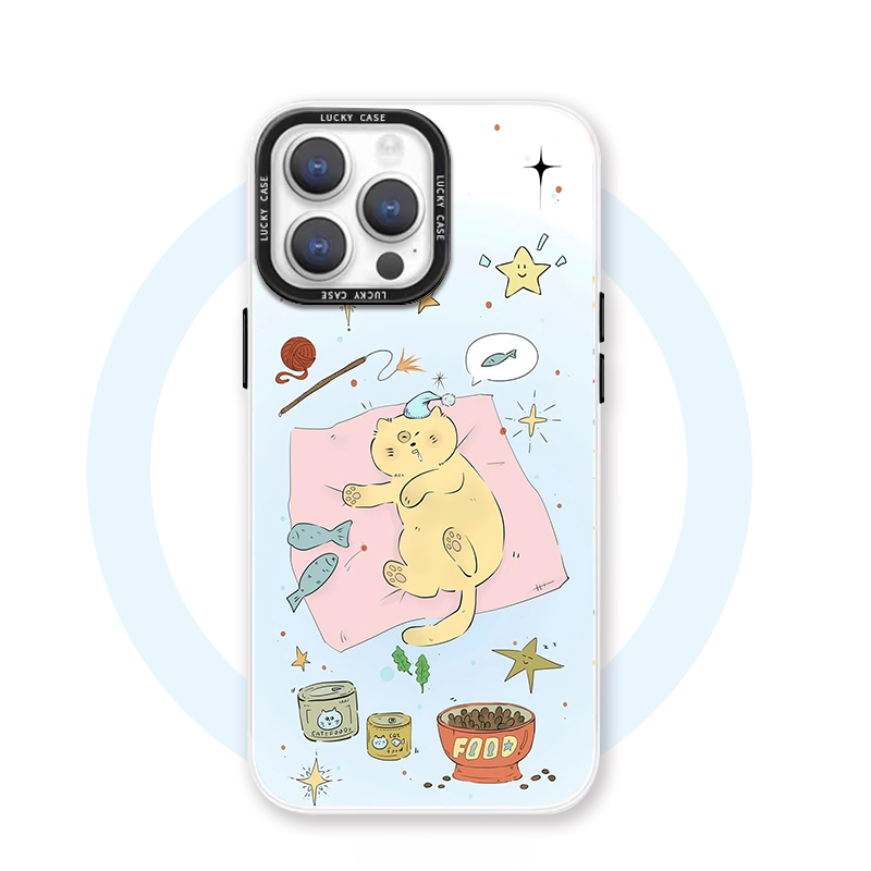 睡眠猫咪 适用于iPhone16promax苹果15pro磁吸手机壳小众独特14高级感轻奢13浮世绘ins风华为pura70艺术小米