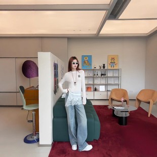 上衣女 南油IC花边面膜T恤2025早秋新款 下摆拼接法式 长袖 中长款