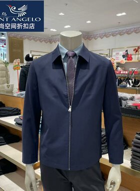 报喜鸟春季高档男翻领夹克纯羊毛
