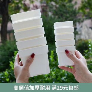 多肉的花盆2024新款大口径植物简约磨砂创意叶插育苗盆特厚小方盆