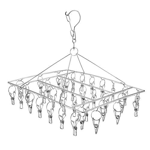 Stainless steel clothes rack with 36 clips用于晾干内衣，袜子