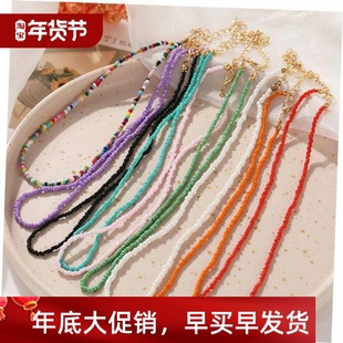 rice 颈链choker Bead women短款 彩色米珠项链 Necklace Colored