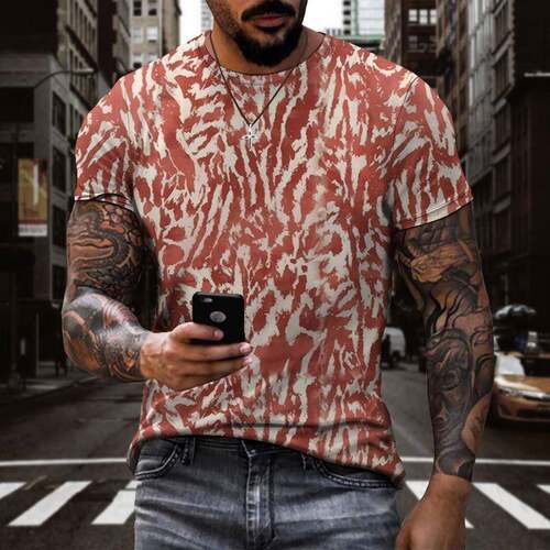 2021 new men's graphic print T-shirt 图案印花T恤男士短