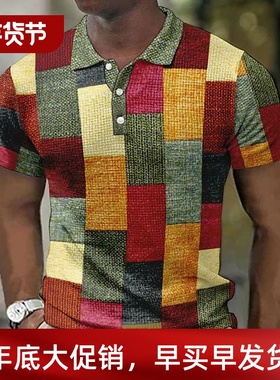 Vintage Men's Polo Shirt D Printed Shirts Casual Short短