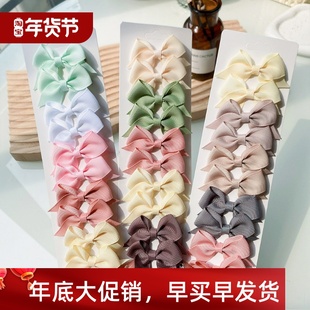 Bowknot Baby New for Clips Hair Ribbon Solid Cute Set 10Pcs