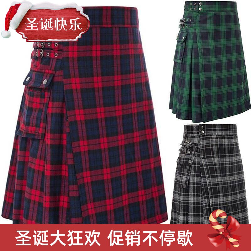 Men's Tartan Kilt Scottish Pleated Festival Skirt 苏格兰裙