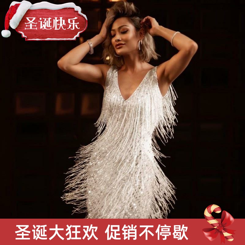 FA44613sta Flapper Fringeee 1920s Gold VintagGe reat Gatsby