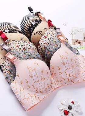 Women Flower Print Seamless Bra Sexy Lingerie Floral Push Up