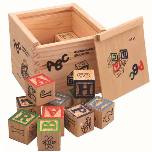 1 Box English Alphabet Blocks Montessori Wooden Educational