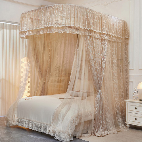 双层蕾丝蚊帐导轨三开铝合金支架