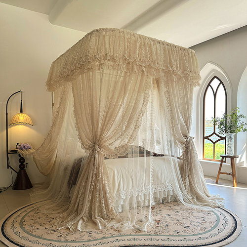 U型双层纱导轨蚊帐双轨道蕾丝幔