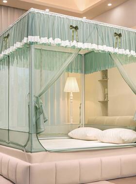 A类TU型加密蚊帐坐床家用3开门回底式儿童易拆洗拉链纱帐加厚支架