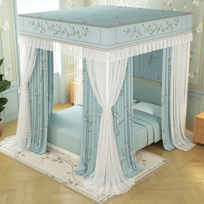 A类双层双杆5面遮光蚊帐三开门