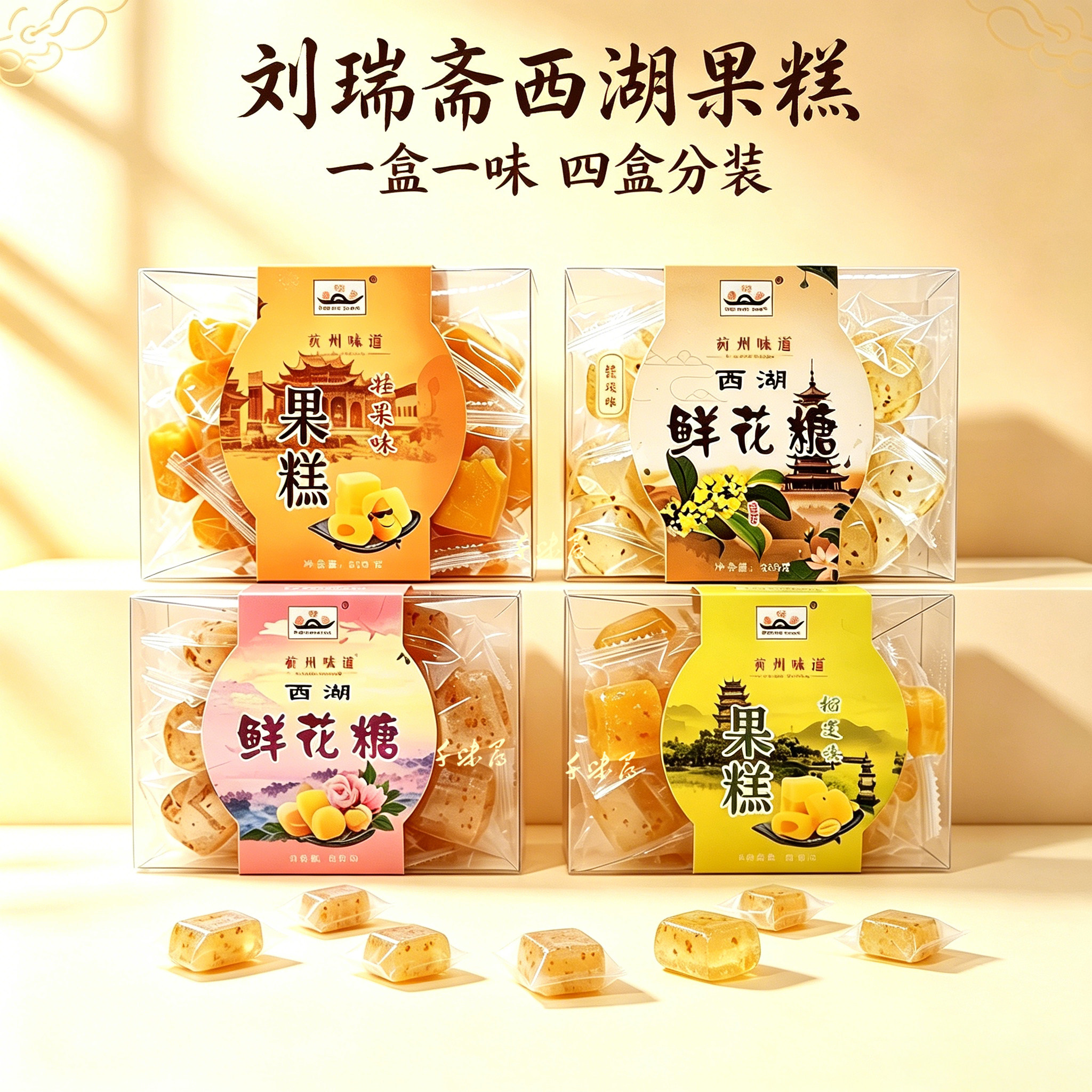 杭州特产刘瑞斋鲜花糖桂花软糖果糕玫瑰糖地方特色零食伴手礼