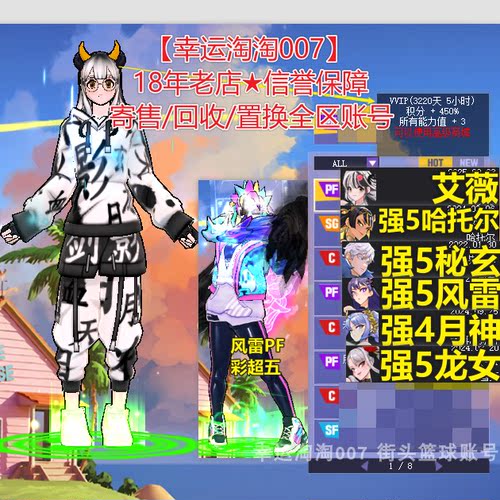 t780街头篮球一区艾薇pf满配6666/中手哈托尔sg/满配玄武c+风雷pf