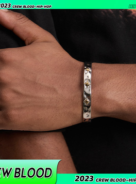 欧美八芒星手镯钛钢男士