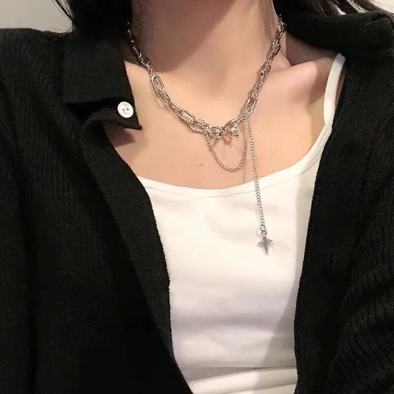 超仙钛钢蝴蝶原宿风锁骨链不掉色