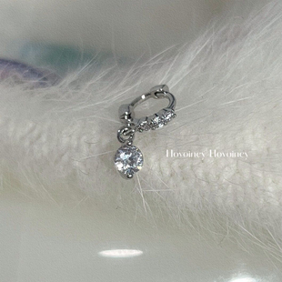 迷你锆石小耳圈超闪水滴吊坠耳扣边缘耳骨钉圆钻耳饰小耳朵耳钉女