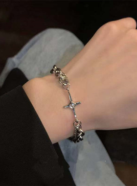 钛钢手链女生潮潮流复古ins小众设计男士饰品男生冷淡风嘻哈情侣