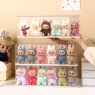 labubu展示盒dimoo兔闪闪搪胶娃娃毛绒挂件保护罩盲盒收纳展示架