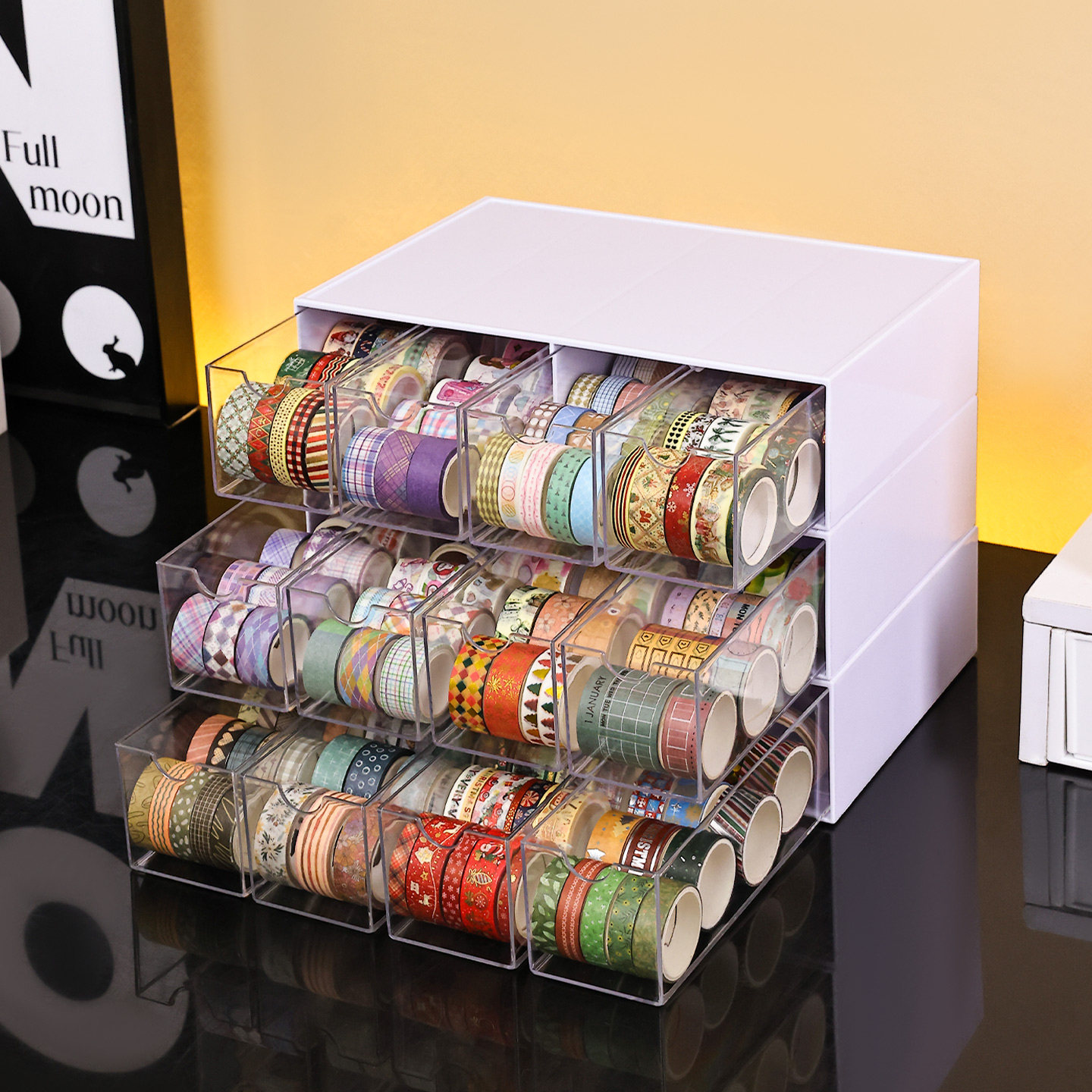 手账胶带收纳盒创意清新小麻薯贴纸手账册桌面防尘抽屉式置物架,收纳整理,桌面收纳盒,淘宝优惠券,粉丝福利购,淘宝优惠卷