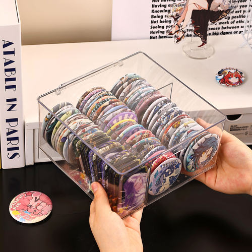 吧唧徽章收纳盒透明带盖