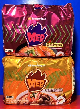 三养MEP拉面蒜香辣虾味500克蒜香辣蛤蜊味五连包夜宵面临期特价