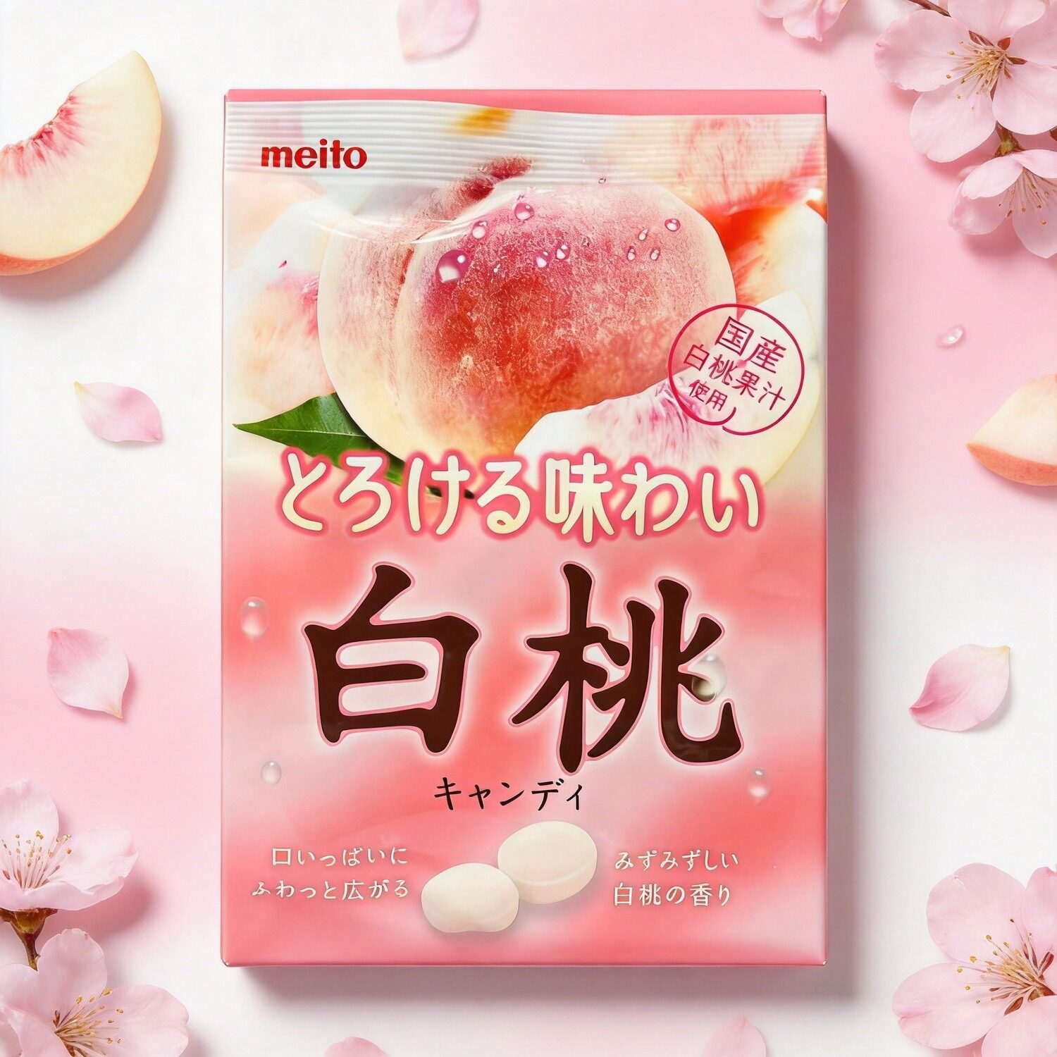 meito名糖冈山白桃味糖果79克