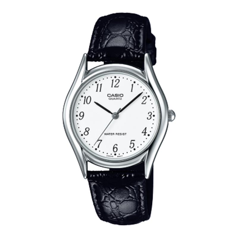 卡西欧男款简约皮质表带阿拉伯数字日韩风格商务石英腕表