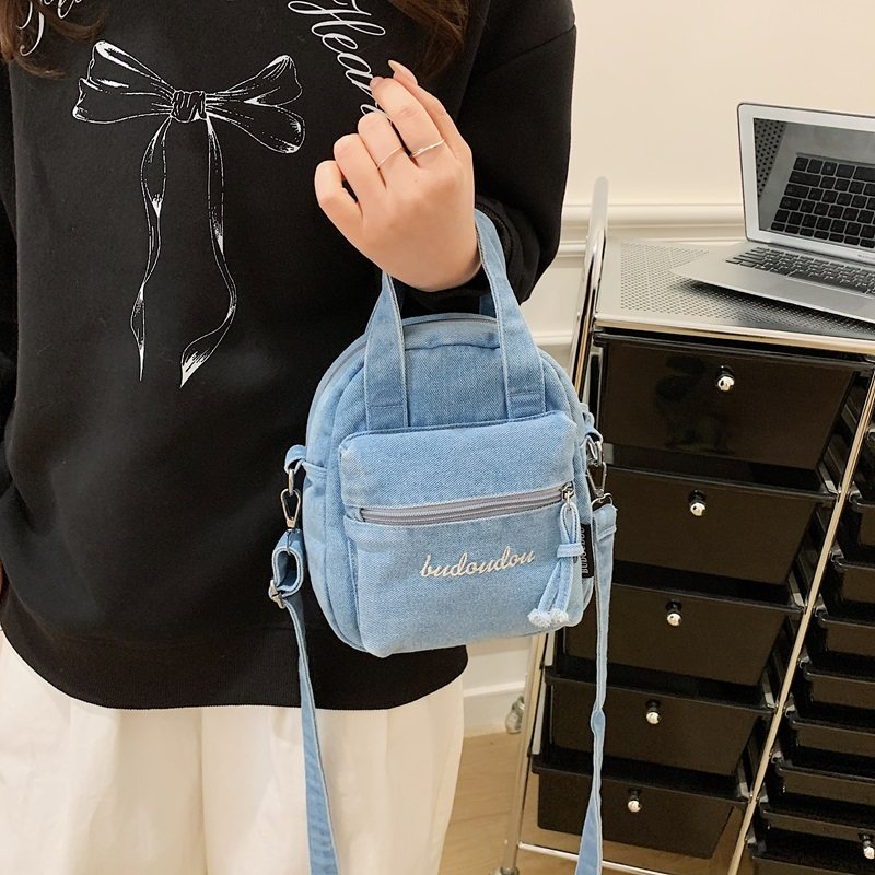 2026新款牛仔布单肩包女休闲百搭斜挎包多口袋字母帆布小手机包包,箱包皮具/热销女包/男包,通用款女包,淘宝优惠券,粉丝福利购,淘宝优惠卷
