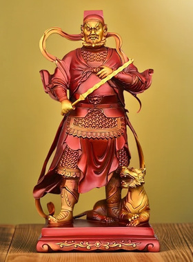 铜赵公明摆件铜彩绘站黑虎玄坛赵元帅客厅店铺武财神爷特大号o