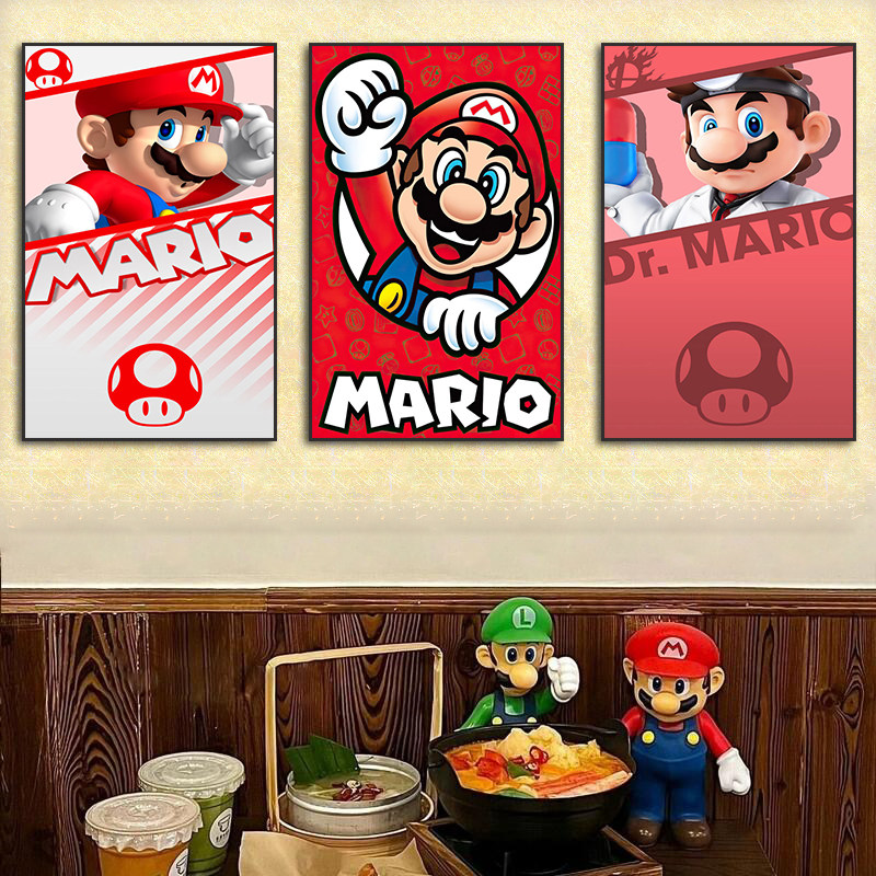 超级马里奥装饰画儿童房男孩房间挂画动物森友会卡通任天堂壁画