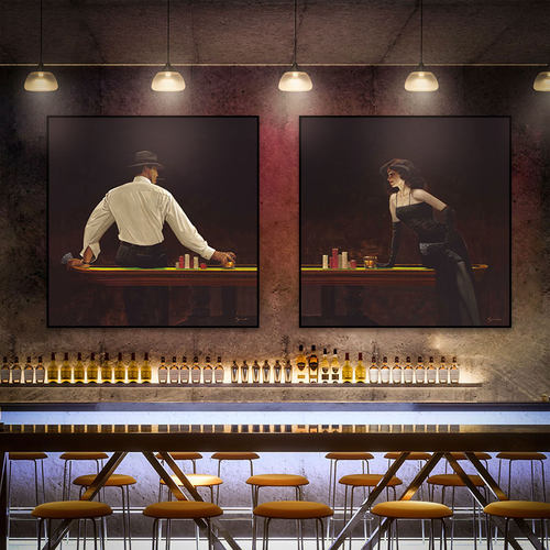 酒吧装饰画工业风KTV扑克牌骰子
