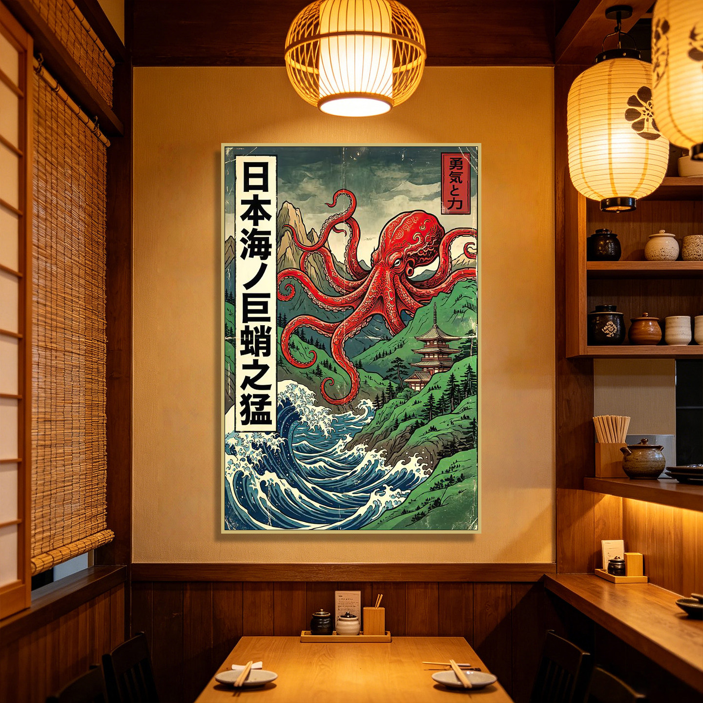 浮世绘原木和风玄关墙面装饰日式风格挂画拉面馆寿司料理店装饰画